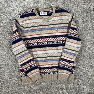 Original Penguin Aztec Lambswool Sweater Size Large Boho Cottage Homestead